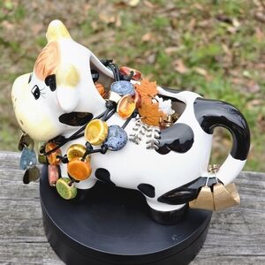 Colorful Cow Figurine with Necklace